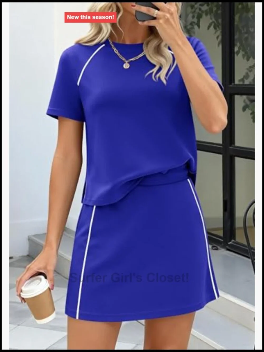 Matching 2 Piece Skirt Sets Short Sleeve Top Skort Travel Outfits Workout